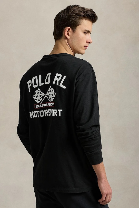Bavlněné tričko s dlouhým rukávem Polo Ralph Lauren Lscnclsm2 Long Sleeve 710972612 černá AW25