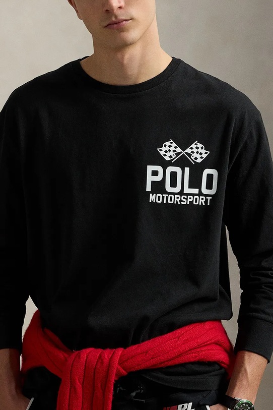 Bavlněné tričko s dlouhým rukávem Polo Ralph Lauren Lscnclsm2 Long Sleeve černá 710972612