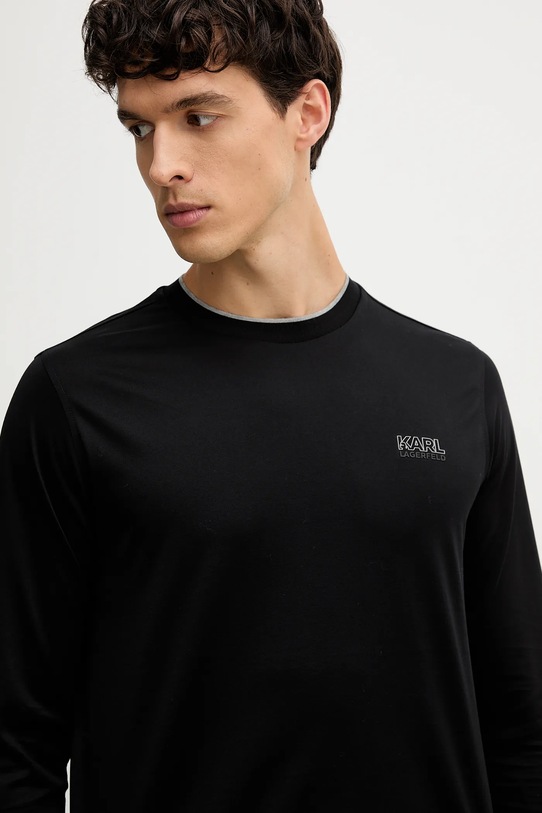 Karl Lagerfeld longsleeve din bumbac negru 554200.755001