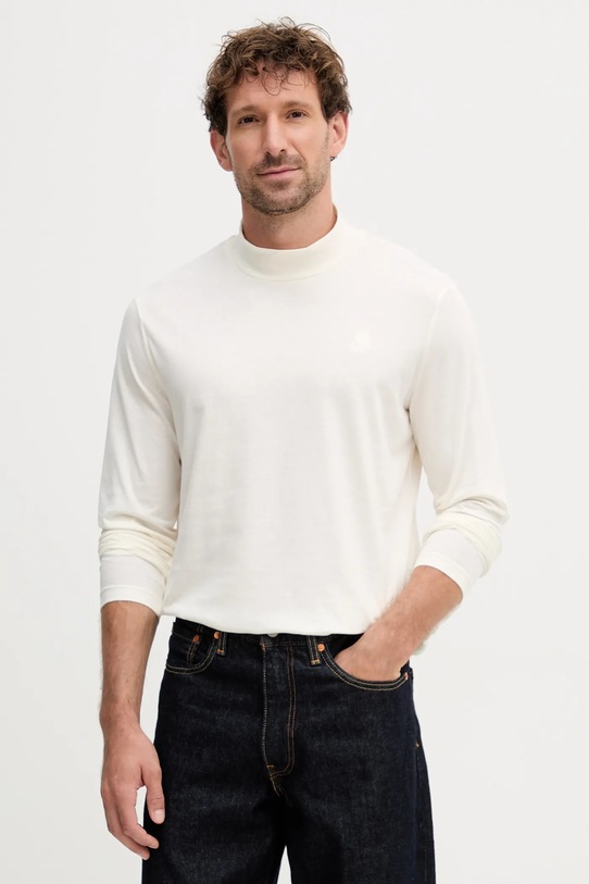 Karl Lagerfeld longsleeve bawełniany bawełna beżowy 554226.755022