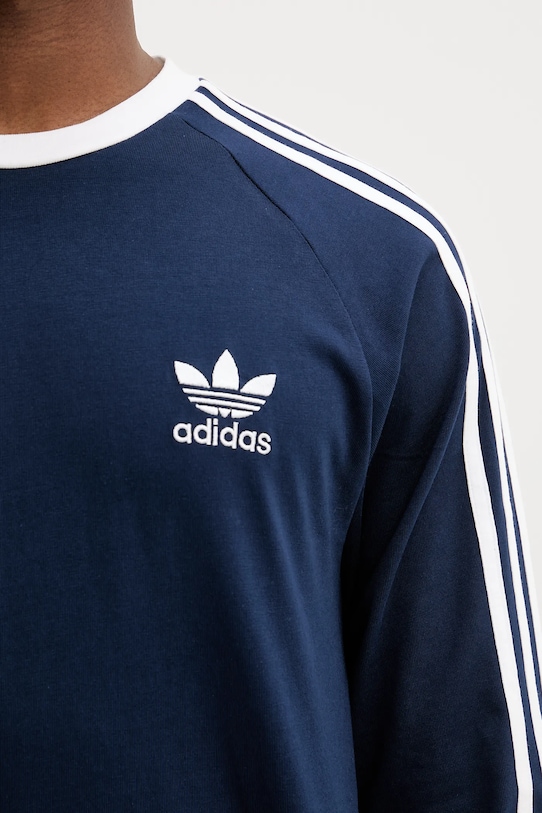 adidas Originals longsleeve din bumbac 3-Stripes IM9428 bleumarin