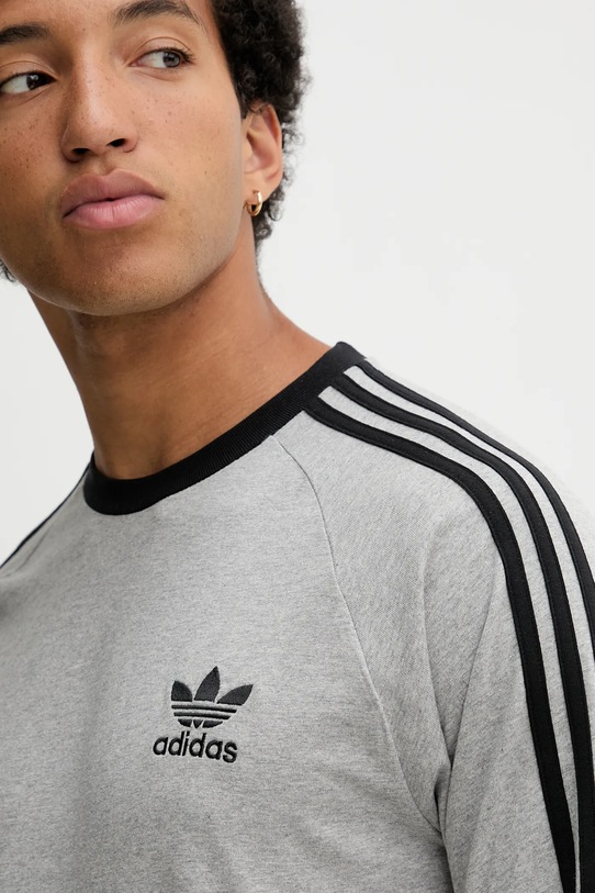 adidas Originals longsleeve bawełniany 3-Stripes szary JY1375