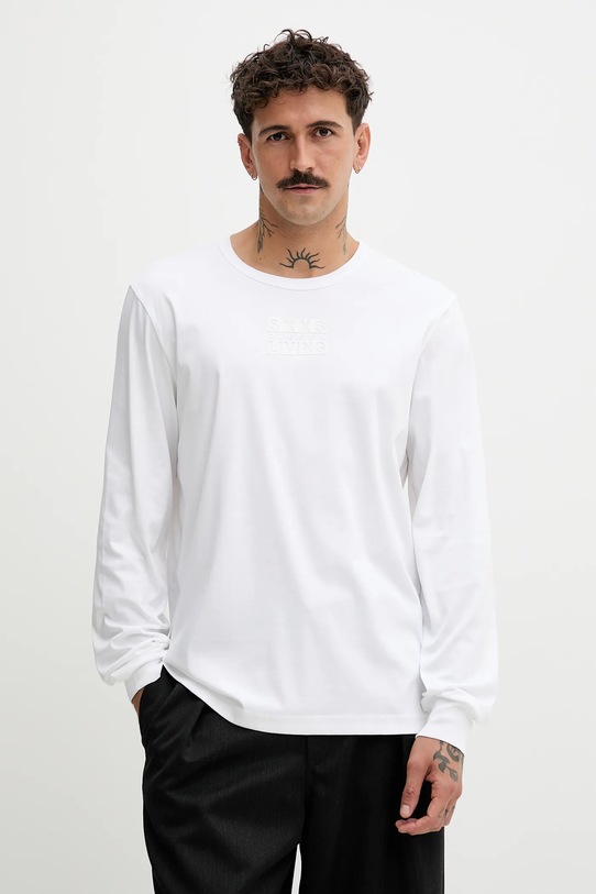 Diesel longsleeve bawełniany T-MADJUST-LS-T1 nadruk biały A18723.0PJBG