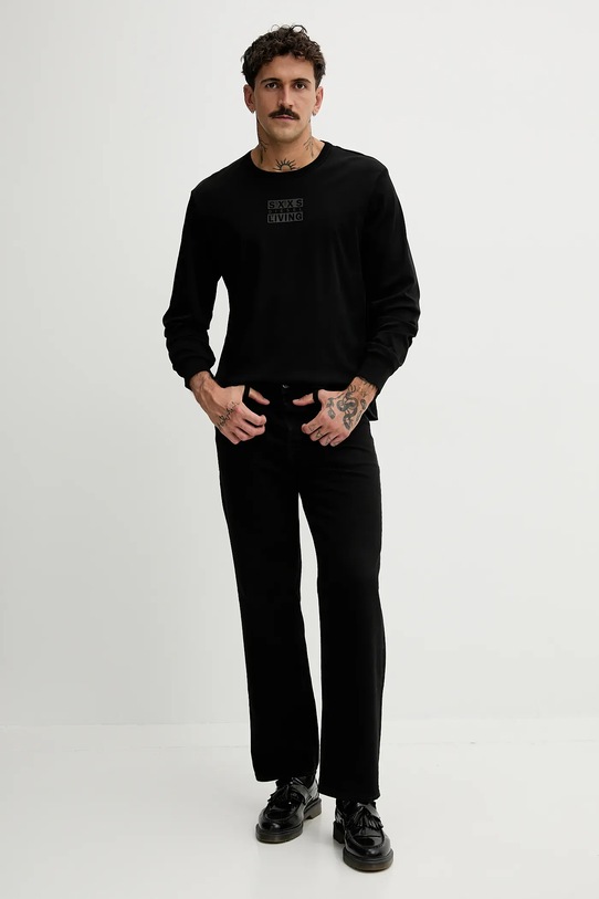 Diesel longsleeve bawełniany T-MADJUST-LS-T1 A18723.0PJBG czarny AW25