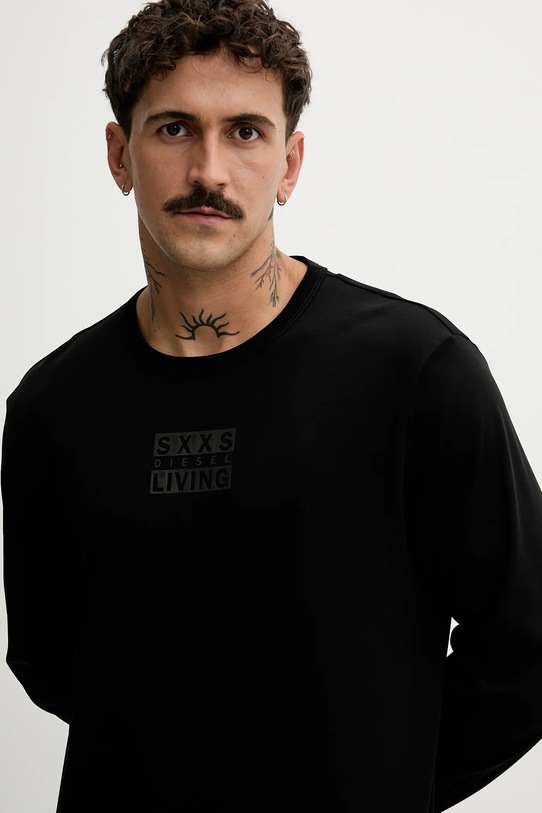 Diesel longsleeve bawełniany T-MADJUST-LS-T1 czarny A18723.0PJBG