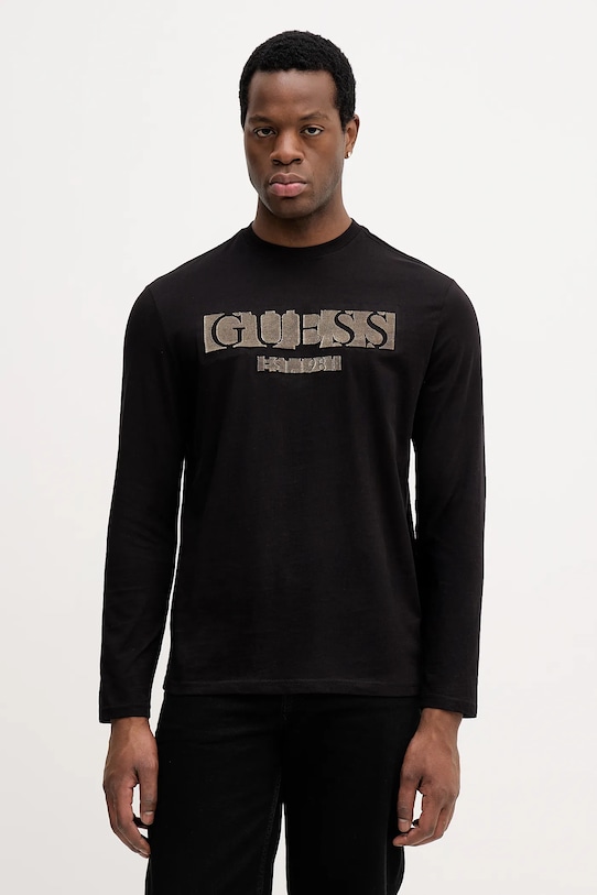 Guess longsleeve bawełniany regular czarny M5BI10.K8FQ4