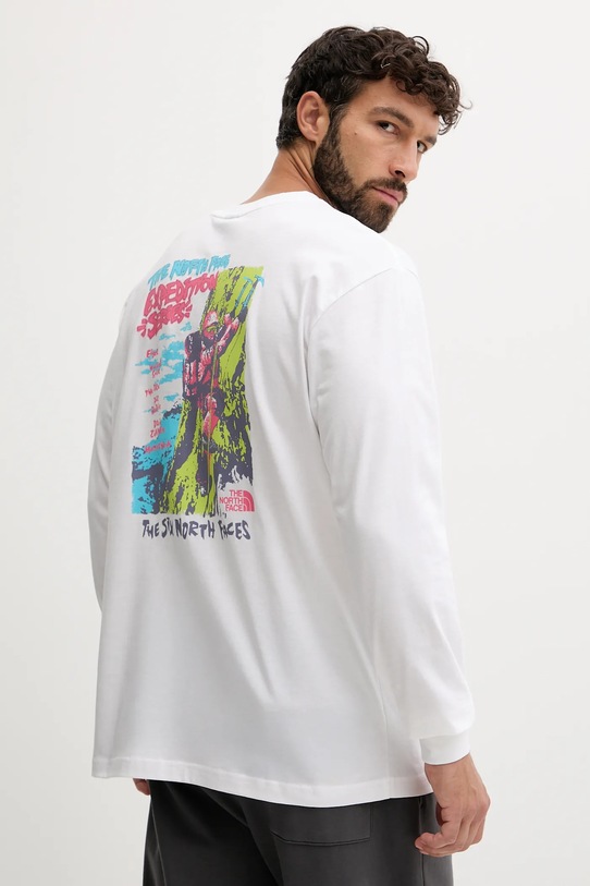 The North Face longsleeve bawełniany Expedition Celebration nadruk biały NF0A8E3DFN41