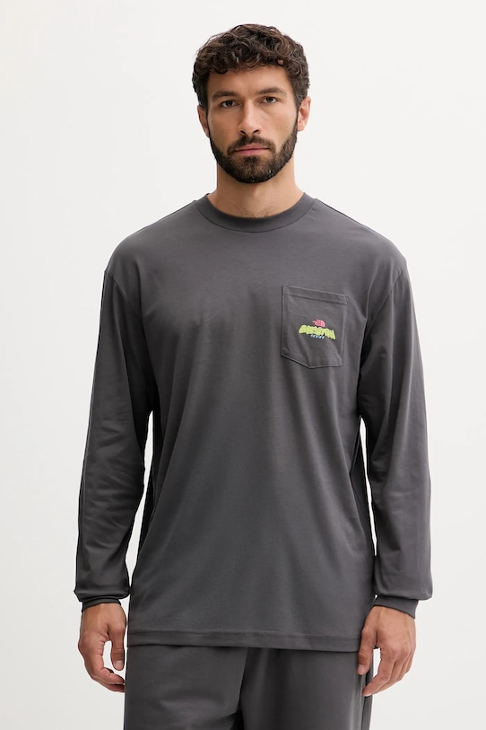 The North Face longsleeve bawełniany Expedition Celebration nadruk szary NF0A8E3DRHI1