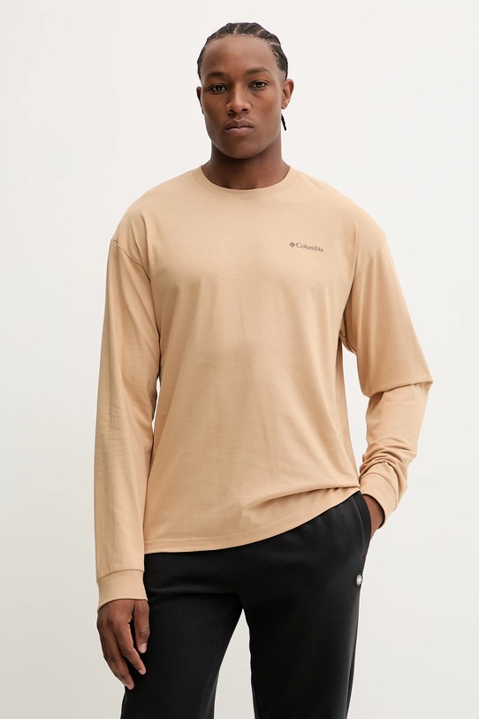 Odzież Columbia longsleeve bawełniany 2137071 beżowy
