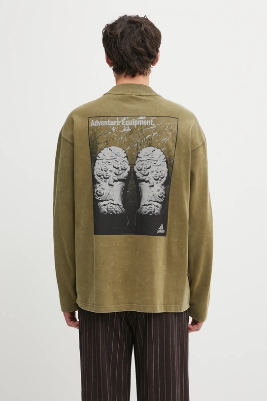 adidas Originals longsleeve bawełniany EQT Graphic Tee nadruk zielony JV5812