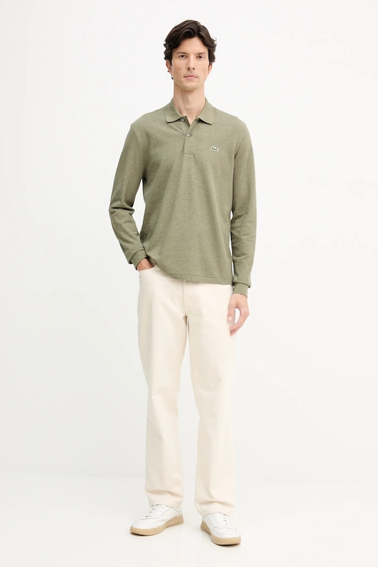Lacoste top a maniche lunghe in cotone L1313 verde AW25