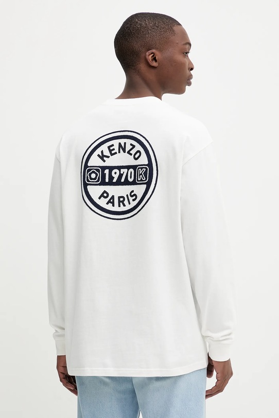 Kenzo longsleeve bawełniany aplikacja beżowy FF65TL3504SI
