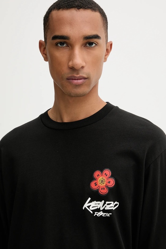 Kenzo longsleeve din bumbac FF65TL3514SG negru