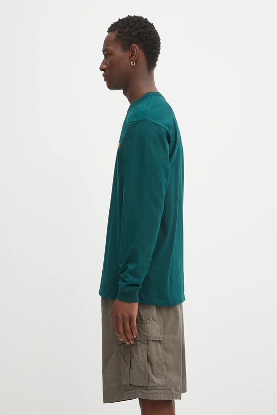 Carhartt WIP longsleeve bawełniany L/S Chase I026392.30YXX zielony AW25