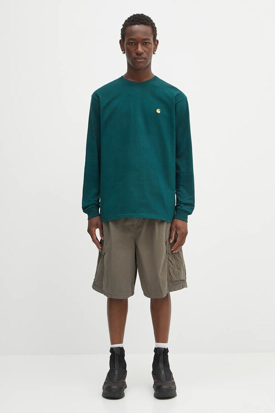 Carhartt WIP longsleeve bawełniany L/S Chase I026392.30YXX zielony