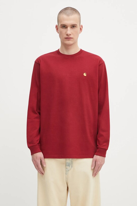 Carhartt WIP longsleeve bawełniany L/S Chase bawełna czerwony I026392.30QXX