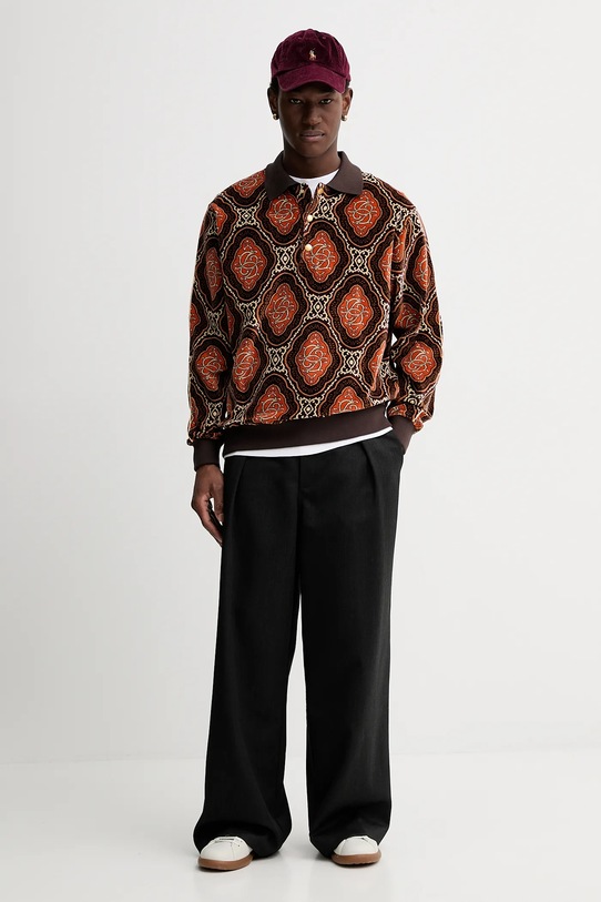 Drôle de Monsieur hosszú ujjú Le Polo Velours MEdaillon I.PL137.CO235 barna AW25