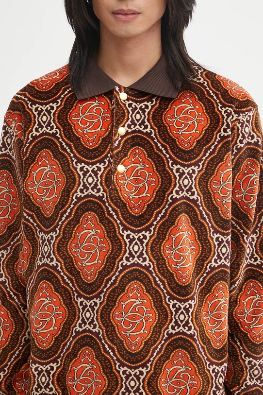 Drôle de Monsieur longsleeve Le Polo Velours MEdaillon brązowy I.PL137.CO235