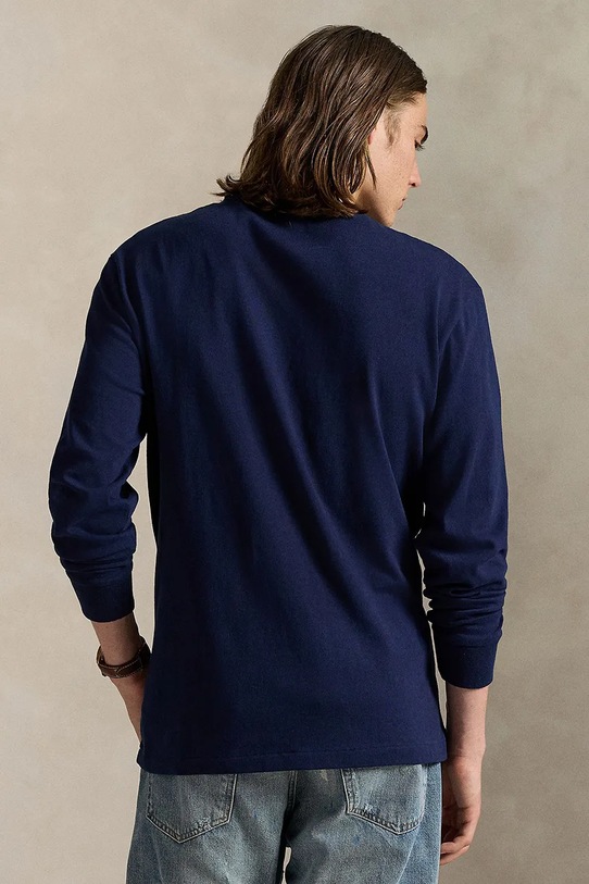 Βαμβακερή μπλούζα με μακριά μανίκια Polo Ralph Lauren 710970697 σκούρο μπλε AW25