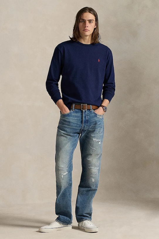 Ρούχα Βαμβακερή μπλούζα με μακριά μανίκια Polo Ralph Lauren 710970697 σκούρο μπλε