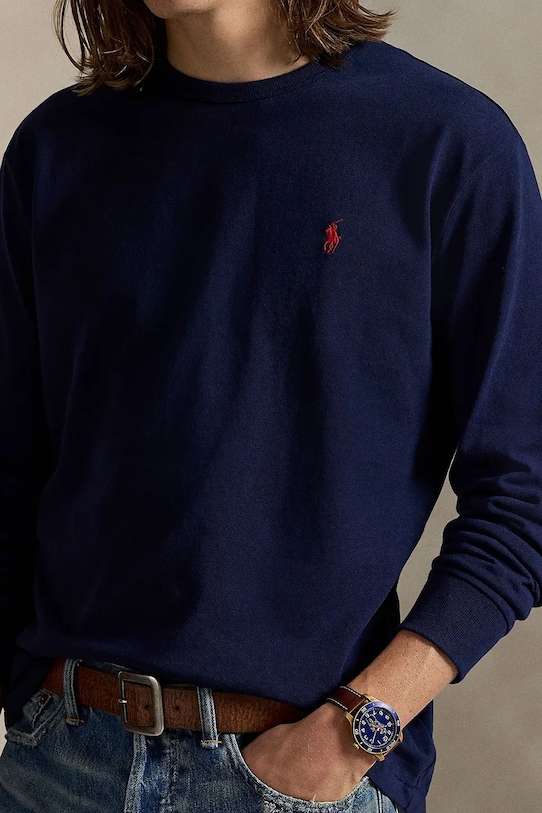 Βαμβακερή μπλούζα με μακριά μανίκια Polo Ralph Lauren σκούρο μπλε 710970697