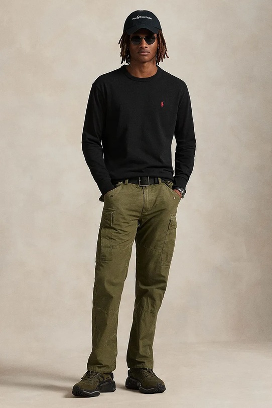 Ρούχα Βαμβακερή μπλούζα με μακριά μανίκια Polo Ralph Lauren 710970697 μαύρο
