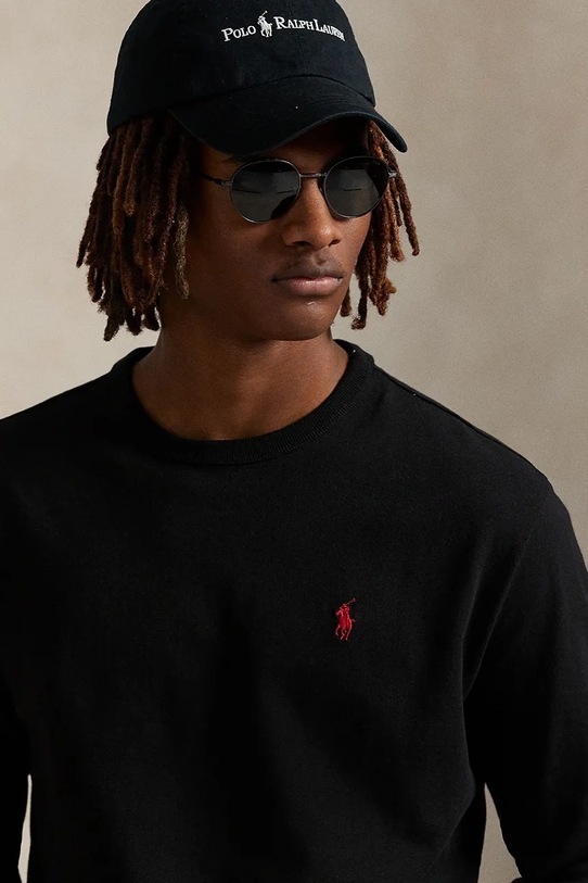 Βαμβακερή μπλούζα με μακριά μανίκια Polo Ralph Lauren μαύρο 710970697