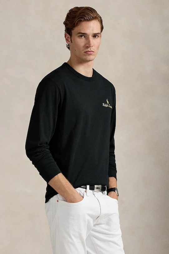 Polo Ralph Lauren longsleeve bawełna czarny 710981783