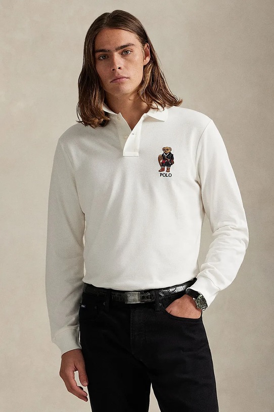 Βαμβακερή μπλούζα με μακριά μανίκια Polo Ralph Lauren βαμβάκι λευκό 710981793