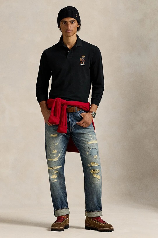 Îmbrăcăminte Polo Ralph Lauren longsleeve din bumbac 710981793 negru