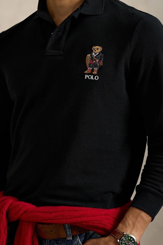 Βαμβακερή μπλούζα με μακριά μανίκια Polo Ralph Lauren μαύρο 710981793
