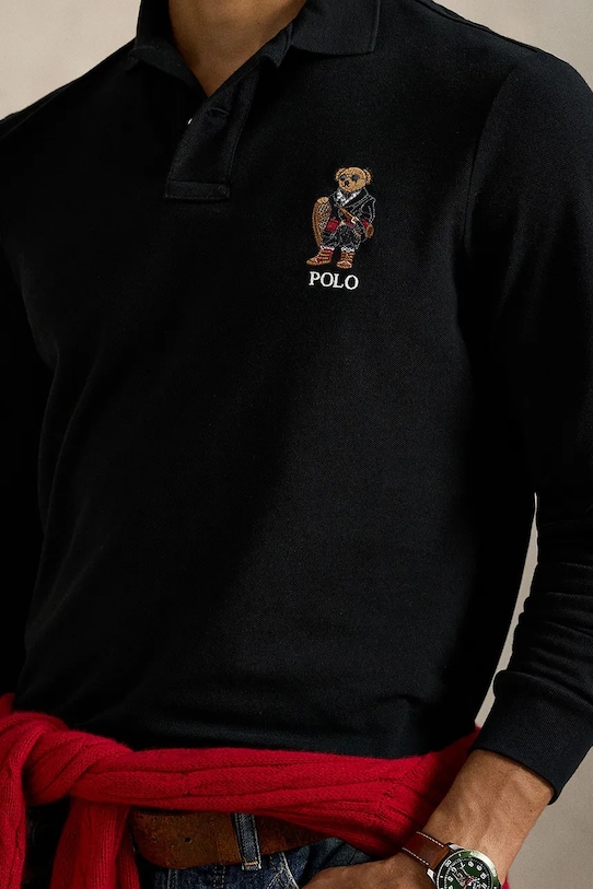 Polo Ralph Lauren longsleeve din bumbac negru 710981793