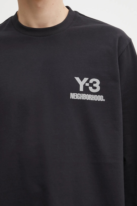 Βαμβακερή μπλούζα με μακριά μανίκια Y-3 x Neighborhood Logo μαύρο JW7001