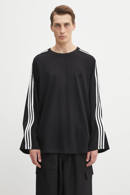 Y-3 longsleeve con aggiunta di cotone Wire Long Sleeve 3-Stripes regolare nero JW7351
