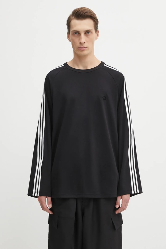 Y-3 longsleeve z domieszką wełny Wire Long Sleeve 3-Stripes czarny JW7351