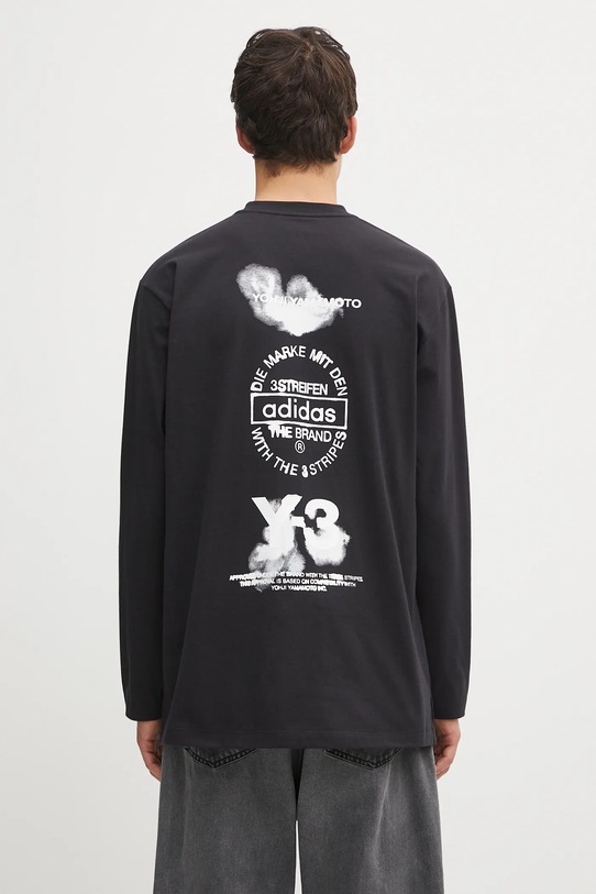 Y-3 longsleeve bawełniany Graphic Short Sleeve gładkie czarny JX4747