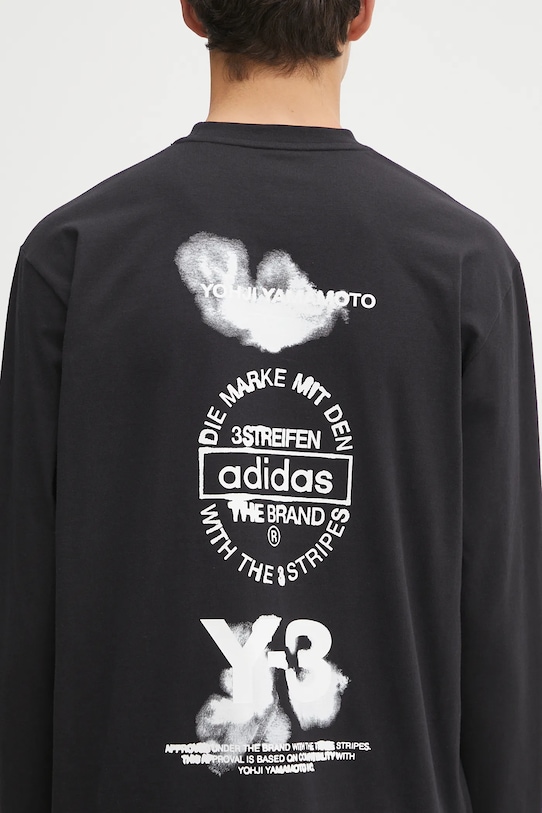 Хлопковый лонгслив Y-3 Graphic Short Sleeve чёрный JX4747