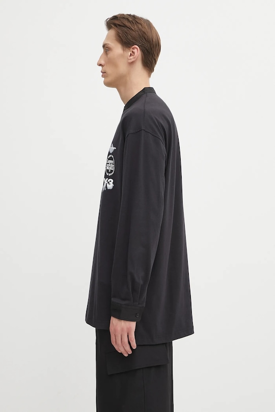 Y-3 longsleeve bawełniany Long Sleeve Polo JX7280 czarny AW25