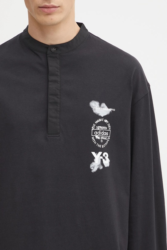Y-3 longsleeve bawełniany Long Sleeve Polo czarny JX7280
