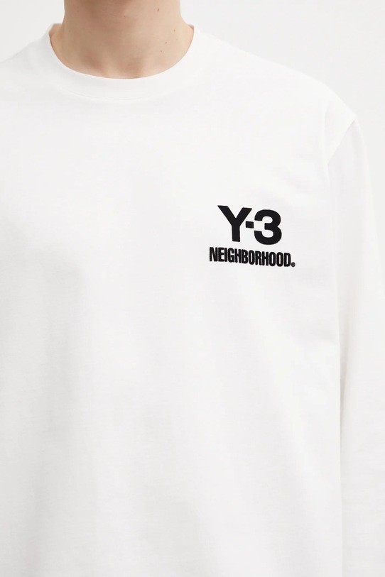 Βαμβακερή μπλούζα με μακριά μανίκια Y-3 x Neighborhood Logo λευκό JX7455