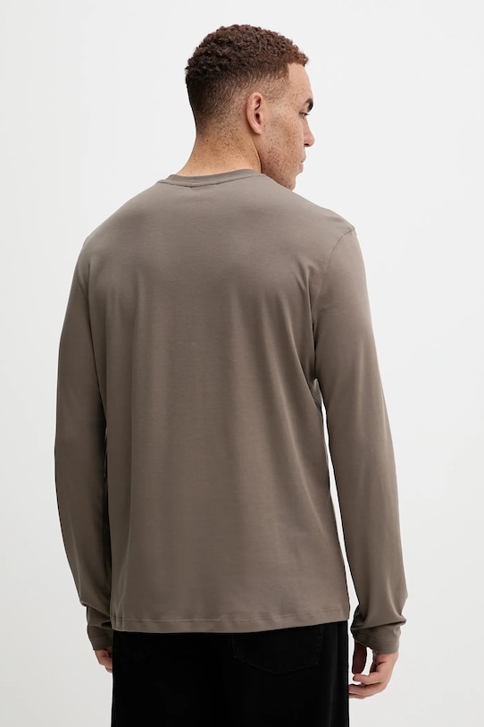 Bavlnené tričko s dlhým rukávom Calvin Klein LV04LD227G hnedá NC25