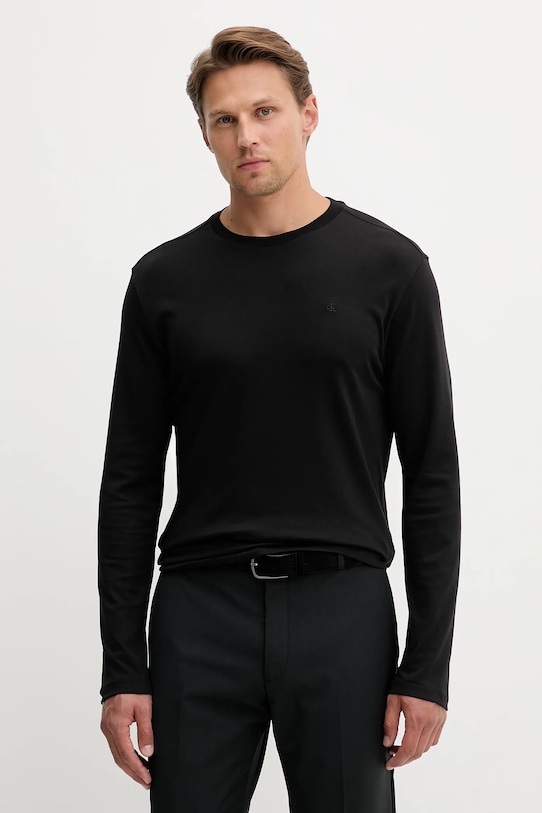 Хлопковый лонгслив Calvin Klein хлопок чёрный LV04LD227G