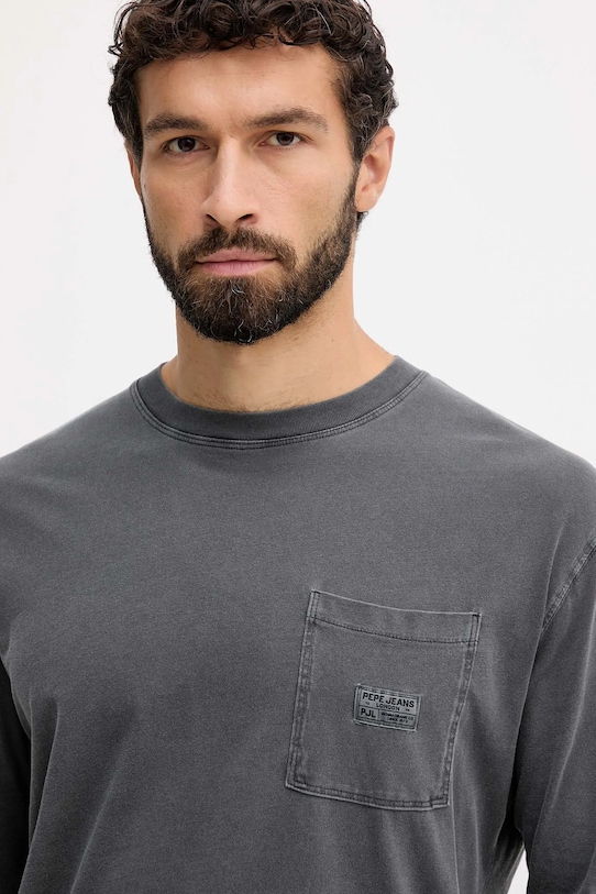 Pepe Jeans longsleeve din bumbac gri PM5010100