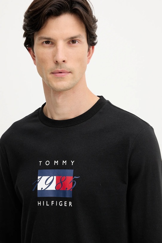 Pamučna majica dugih rukava Tommy Hilfiger crna MW0MW41497