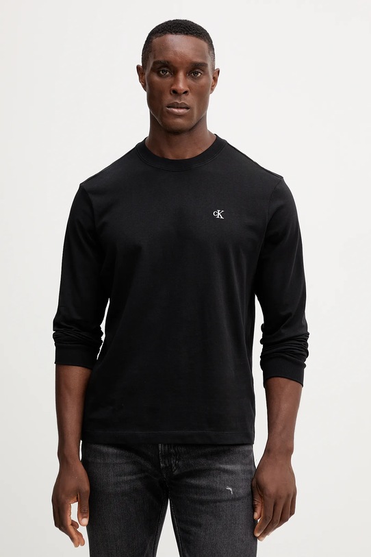 Calvin Klein Jeans top a maniche lunghe in cotone applique nero LV04RD247G