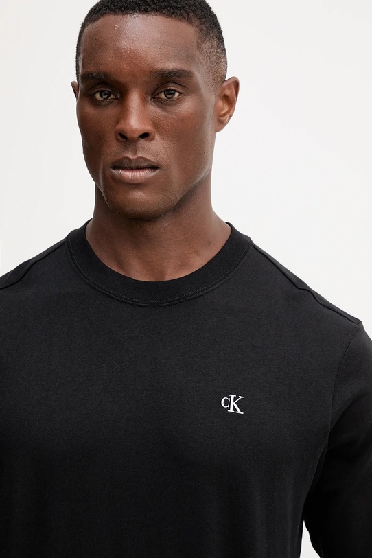 Βαμβακερή μπλούζα με μακριά μανίκια Calvin Klein Jeans μαύρο LV04RD247G