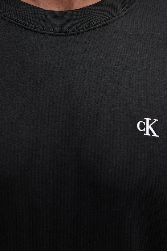 Βαμβακερή μπλούζα με μακριά μανίκια Calvin Klein Jeans LV04RD247G μαύρο