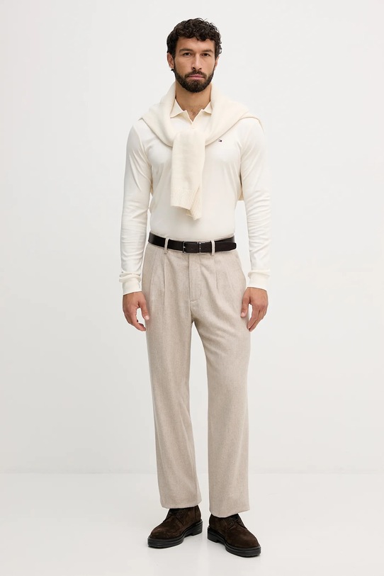 Tommy Hilfiger longsleeve bawełniany MW0MW37317 beżowy AW25
