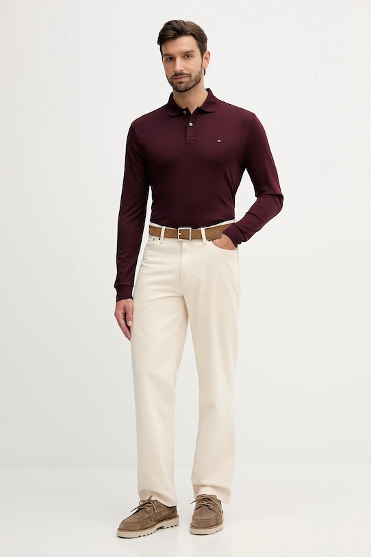 Βαμβακερή μπλούζα με μακριά μανίκια Tommy Hilfiger MW0MW37317 μπορντό AW25