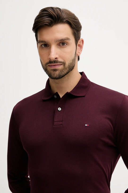 Tommy Hilfiger longsleeve bawełniany bordowy MW0MW37317